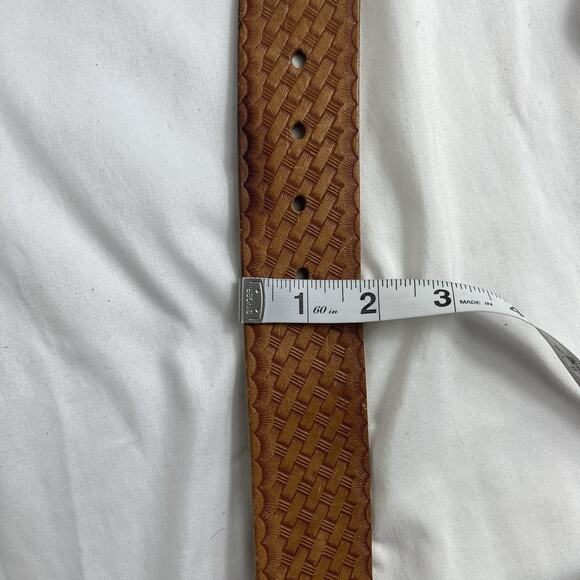 Master Mechanic Hand Tooled camel Belt Size 35 to 45, no buckle, Interchangeable - Picture 10 of 10